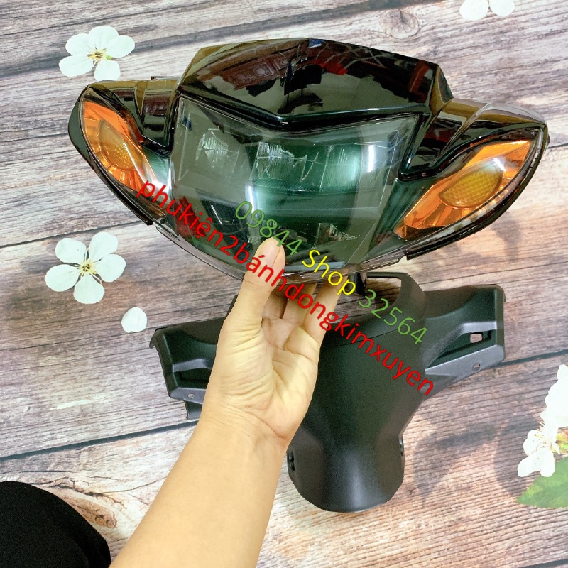 ỐP đầu SIRIUS COMBO 3 món: ốp đầu, gáy đen và pha đèn Sirius helo led 2 tầng  siêu sáng màu ĐEN