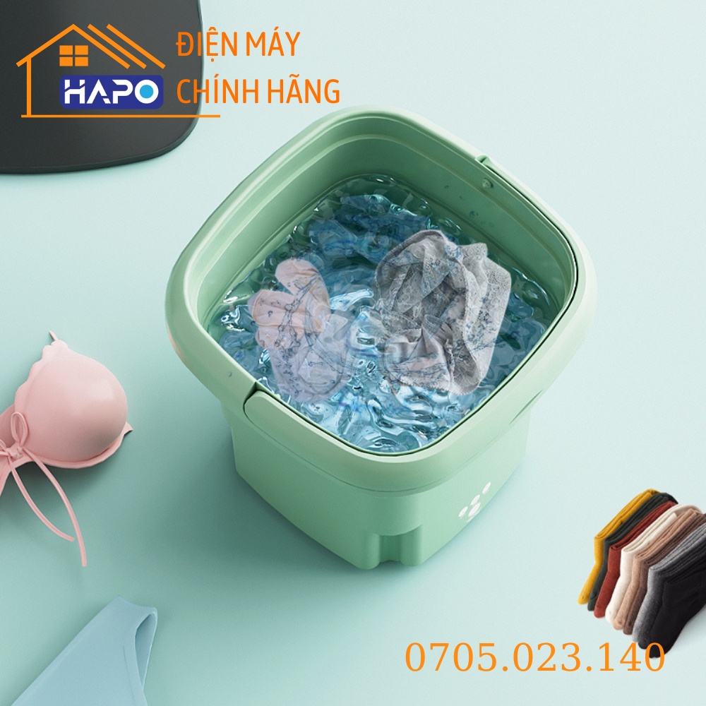 Máy giặt mini cá nhân Hapo, vắt khô, khử khuẩn bằng công nghệ Blue Ag, Máy Giặt Gấp Gọn Siêu Bền Tiện Lợi