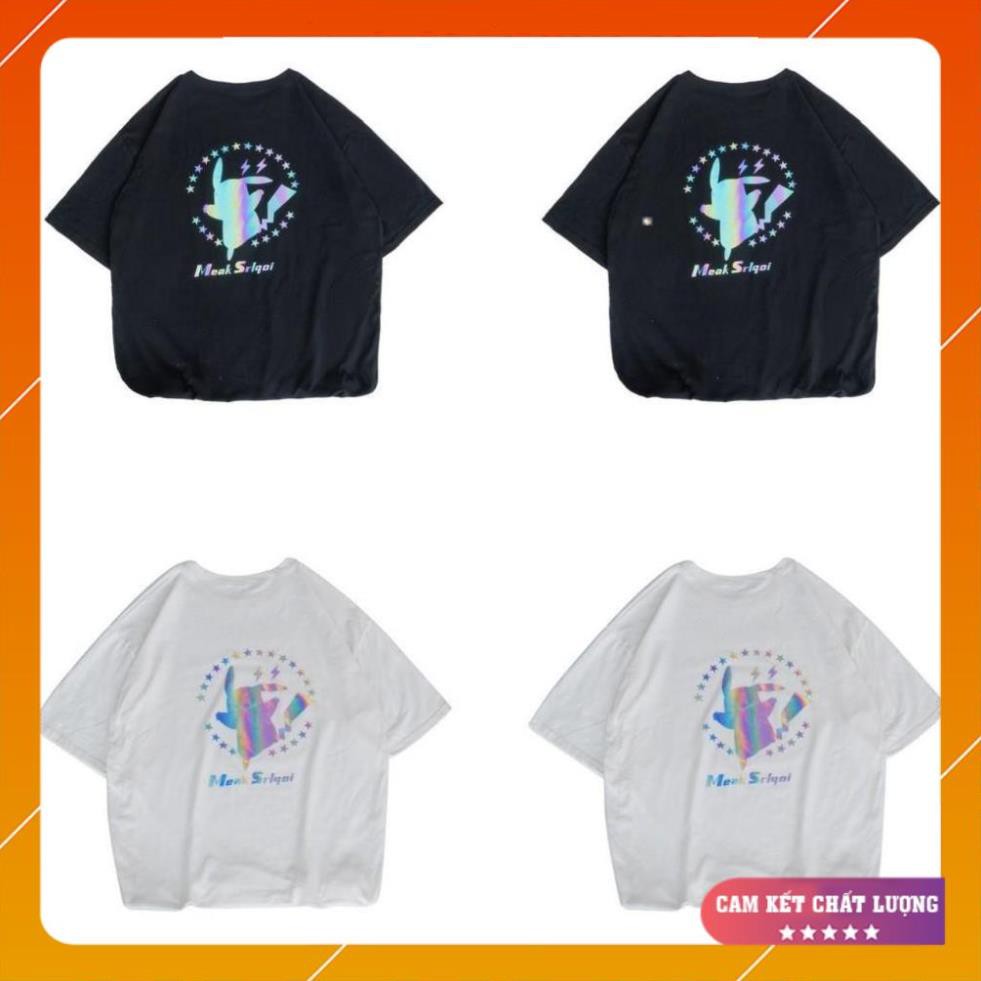 - Áo Thun Phản Quang Pikachu Ngôi Sao form rộng unisex tay lỡ chất Cotton freesize cho nam và nữ- PQ34 .