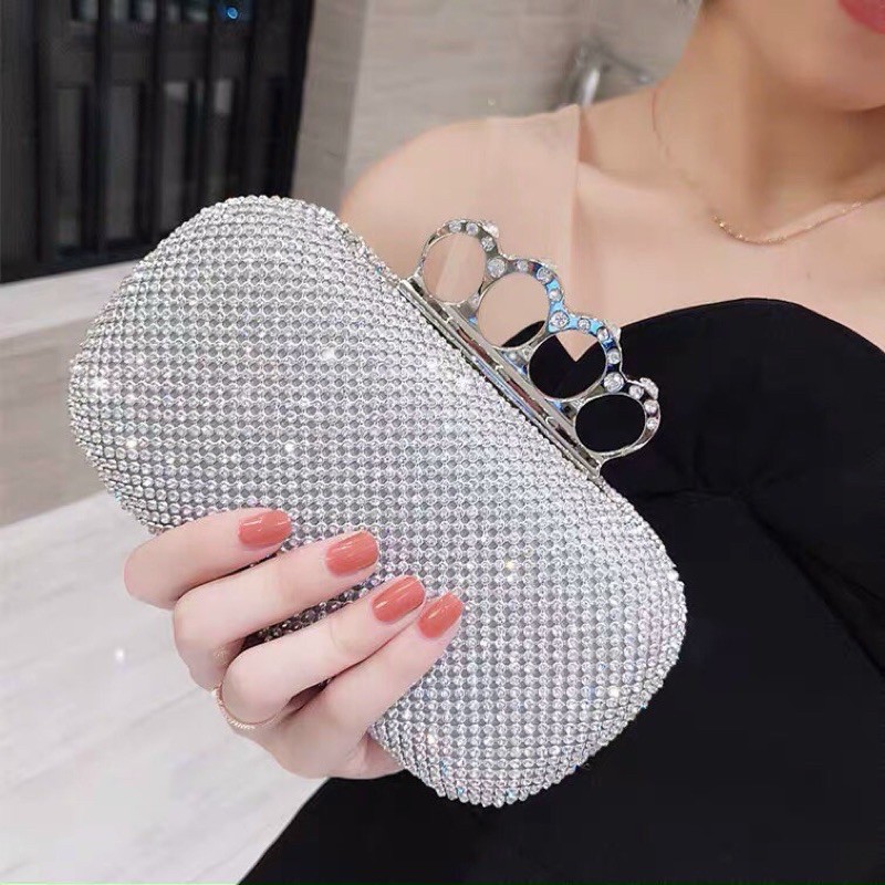 ví cầm tay- cốp đas-clutch đá vương miện xỏ ngón đi tiệc cao cấp, sang chảnh