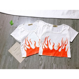 Áo thun croptop in hình ngọn lửa rực lửa TTPK0042