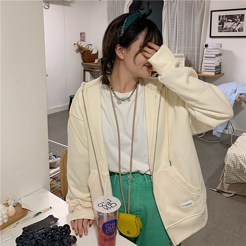 Áo Hoodie Dáng Rộng Màu Sắc Thời Trang Hàn Quốc