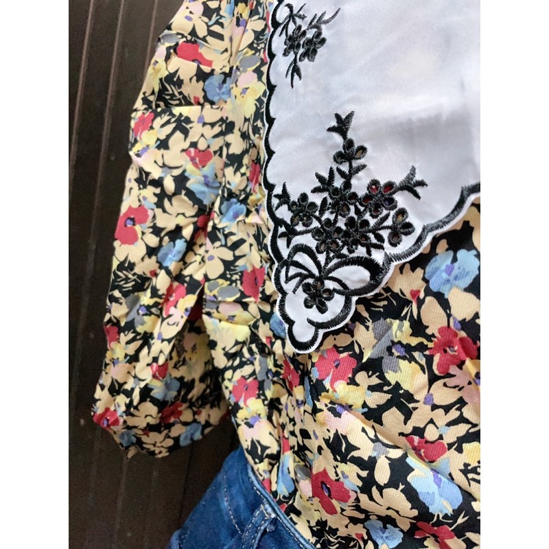 Áo QC Hoa Có Cổ Tay Lỡ Vintage 3 Màu FreeSize Dưới 55kg