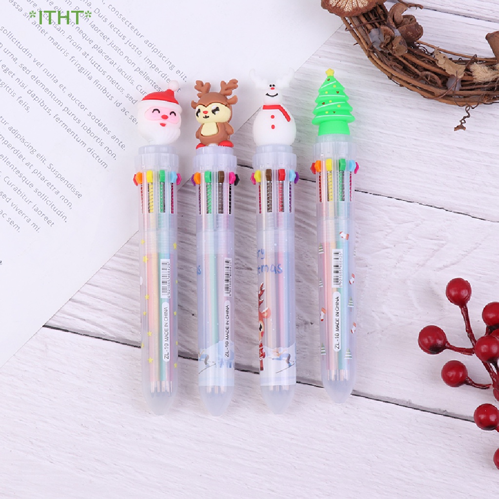 1 Bút Bi Dạng Nhấn 10 Màu 6 Màu Tùy Chọn Phong Cách Giáng Sinh Mới
