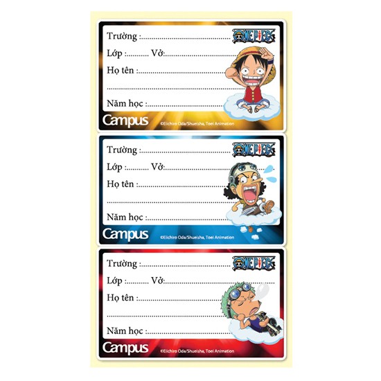 Tập 18 nhãn vở Onepiece Campus NT-OPE18, bóc dán sẵn tiện lợi