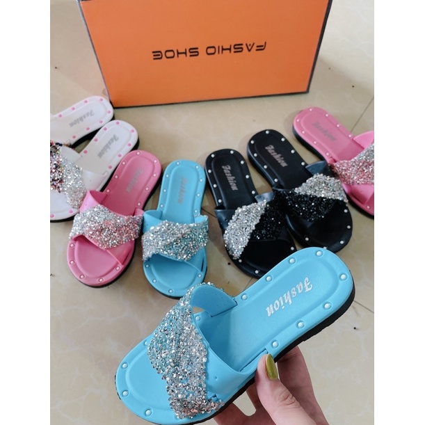 dép trẻ con nữ - dép bé gái quai đã chéo siêu đẹp(17cm-19cm)
