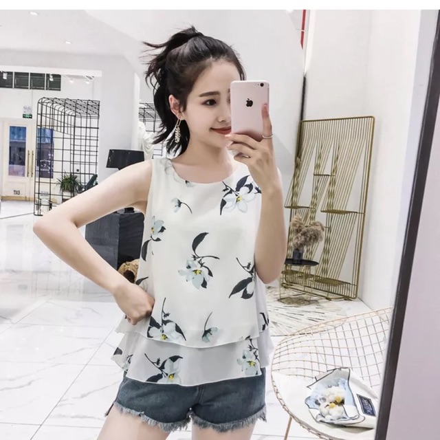 Áo voan chiffon nữ 2 dây| Áo sát nách nữ chất mát mặc mùa hè | Hàng order uy tín