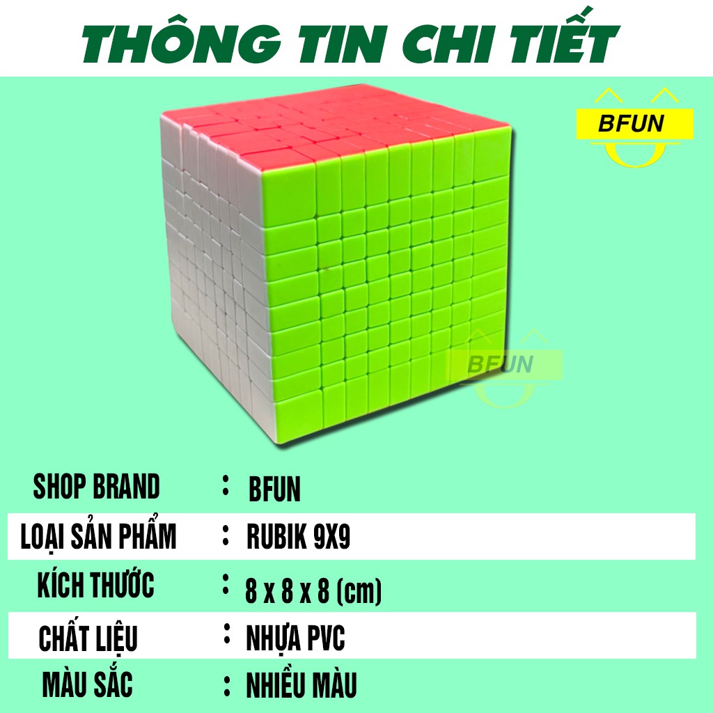 Rubik 9x9 Không Viền Loại Tốt Xoay Trơn - Đồ Chơi Phát Triển Trí Tuệ Trẻ Em BFUN (Shop có bán rubik 3x3..)