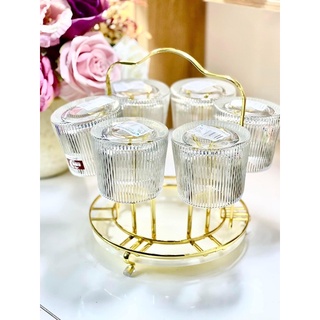 Khay úp cốc mạ vàng DECOR có đĩa giữ nước ( SANG TRỌNG)