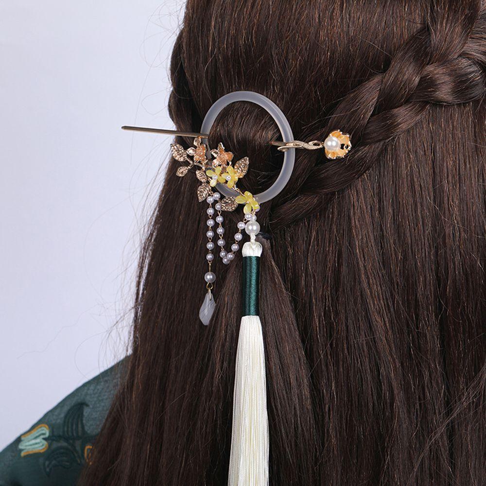 NICKOLAS Trâm Cài Tóc Hình Tròn Bằng Kim Loại Phong Cách Trung Hoa Cổ Điển Cho Nữ