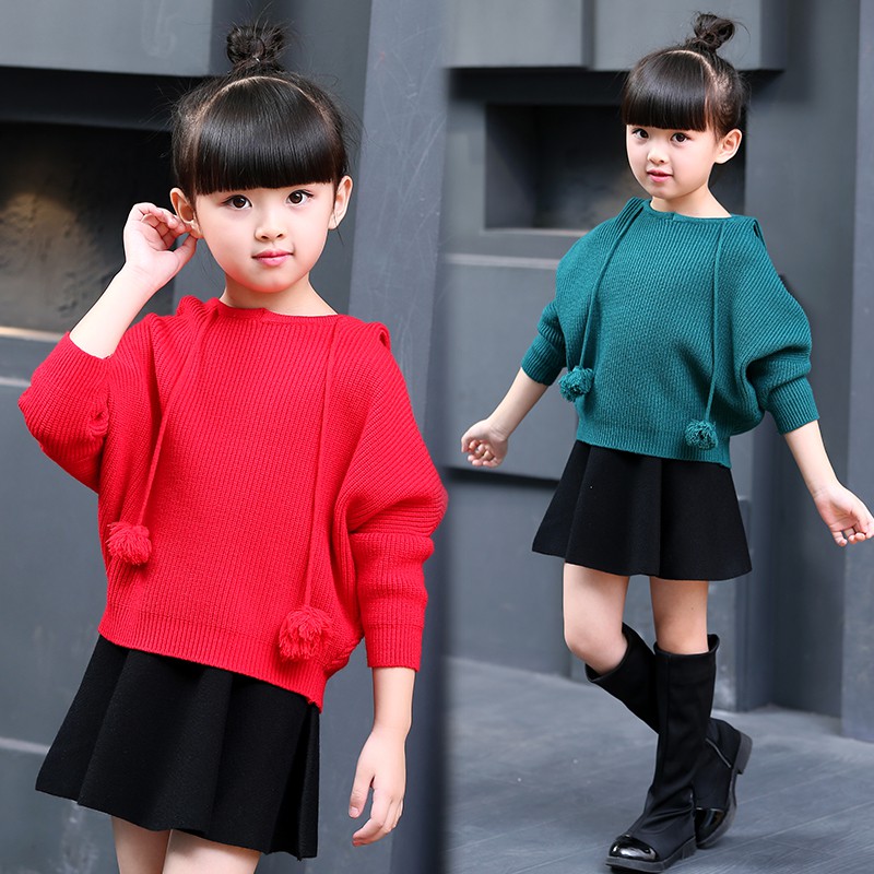 ÁO LEN CÁNH DƠI MŨ TRÙM THỜI TRANG MÀU ĐÔNG CHO BÉ GÁI (HN1295)