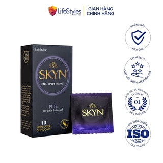 (Date 11/2023) Bao cao su LifeStyles SKYN Elite Nonlatex siêu mỏng siêu mềm cao cấp 10 bao