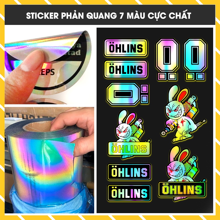 Sticker Thỏ Ohlisn 7 Màu Mã Số 5x - 05 | Hình Dán Xe Máy Chống Nước Cắt Sẵn