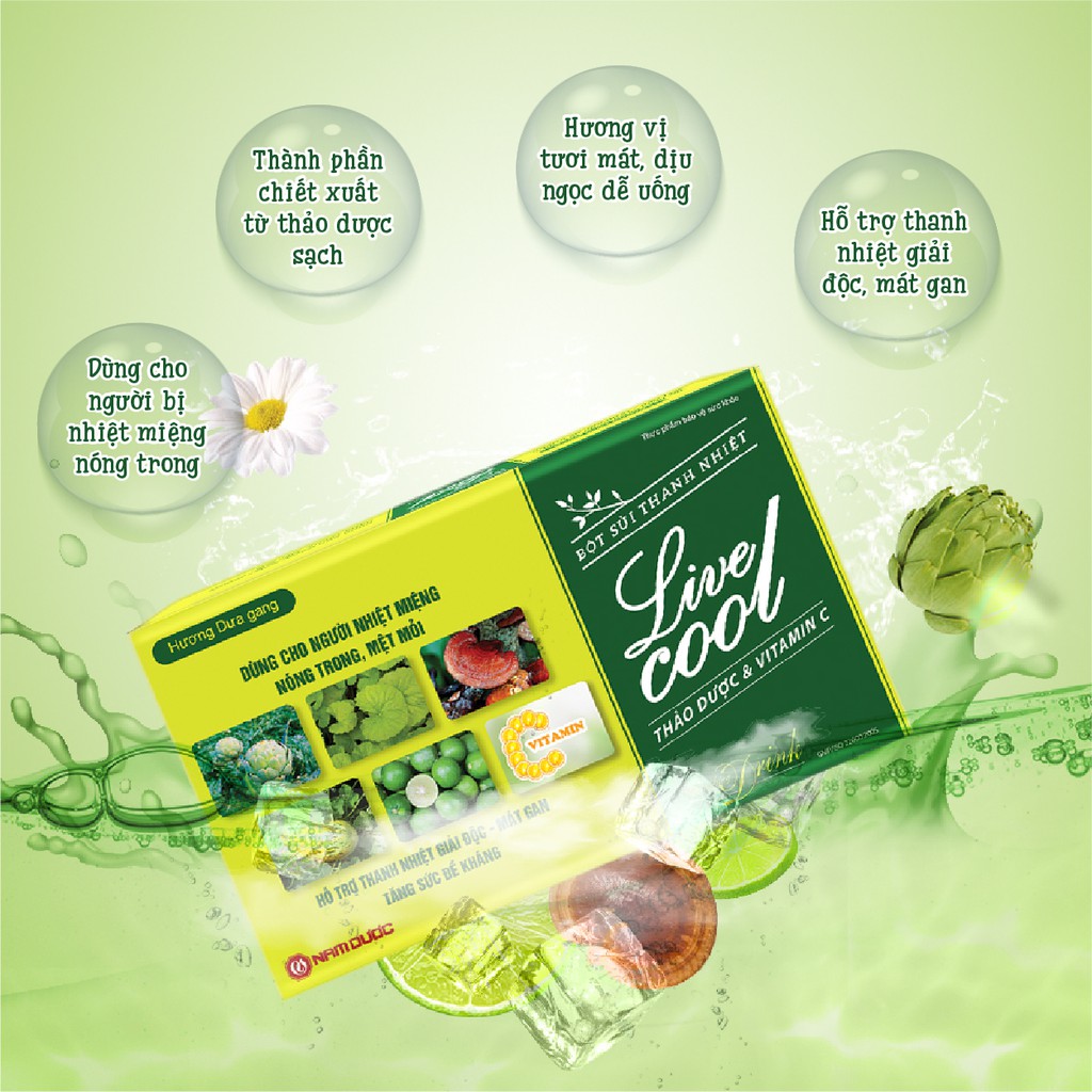 Bột sủi thanh nhiệt Livecool hương dưa gang - Hỗ trợ thanh nhiệt giải độc, mát gan, tăng sức đề kháng. | Thế Giới Skin Care