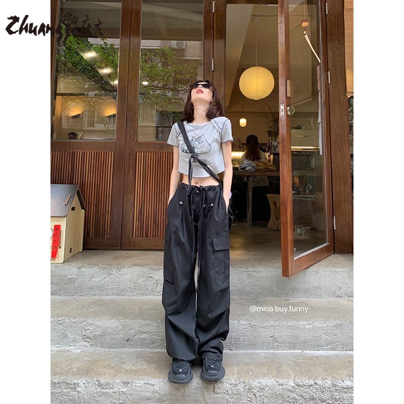 Quần Yếm Dài Lưng Cao Ống Rộng Phong Cách Retro Cho Nam Nữ