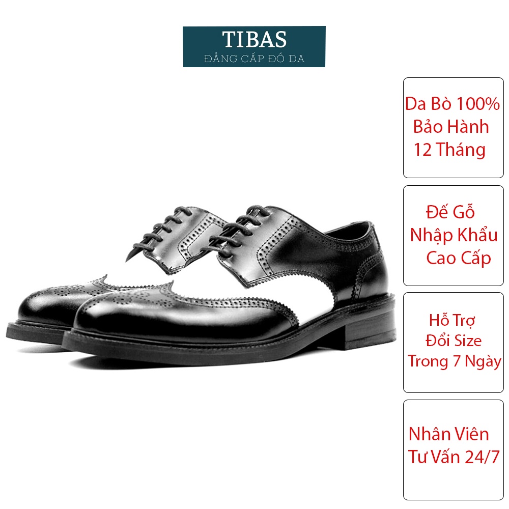 Giày Tây Nam Derby Wingtip Công Sở Cao Cấp TIBAS Da Nhập Khẩu Bảo Hành 12 Tháng