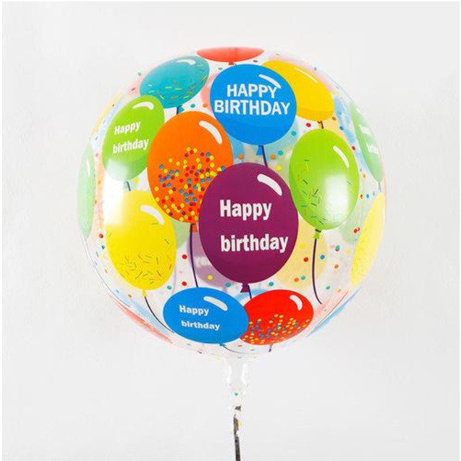 Bong bóng sinh nhật Jumbo nhựa PE Trong suốt in hình Bobo 18&quot; 24&quot; 36&quot;