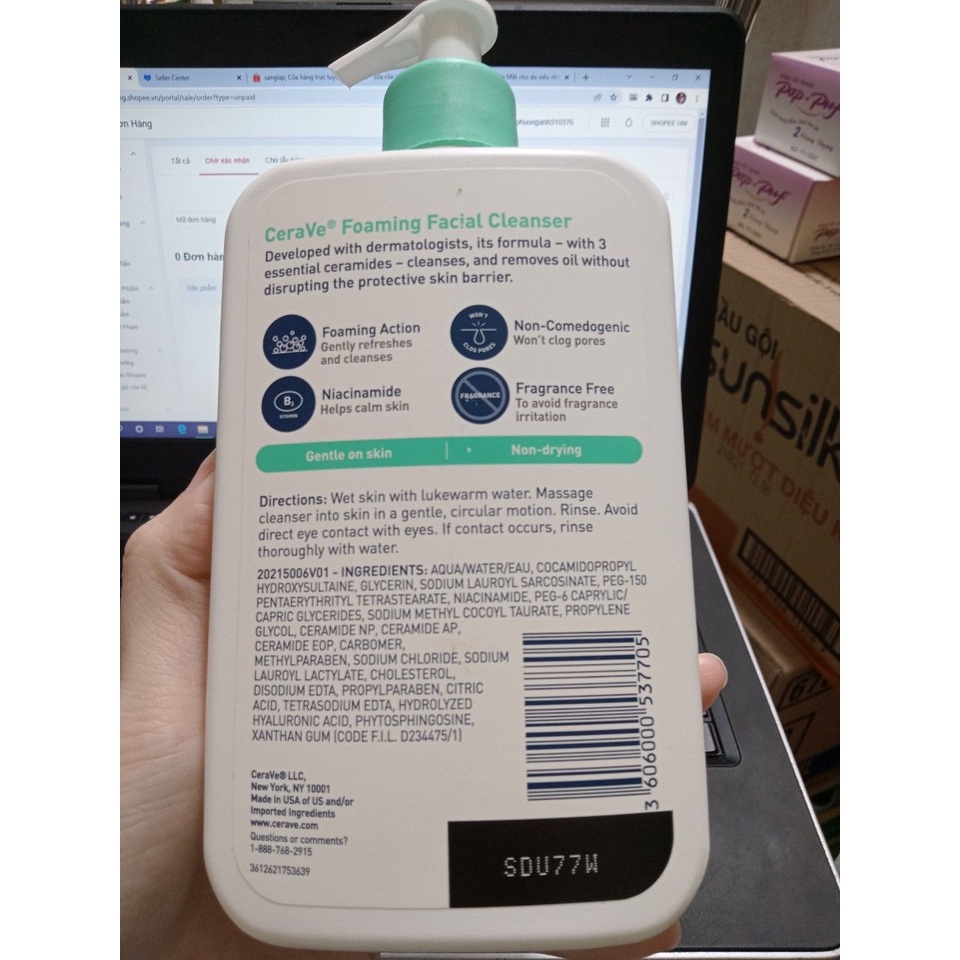 Sữa Rửa Mặt cho da siêu nhạy cảm Cerave Foaming Facial Cleanser 355ml