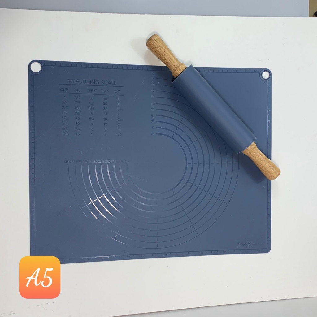 /-rose Set thảm nhào bột + cây lăn bột