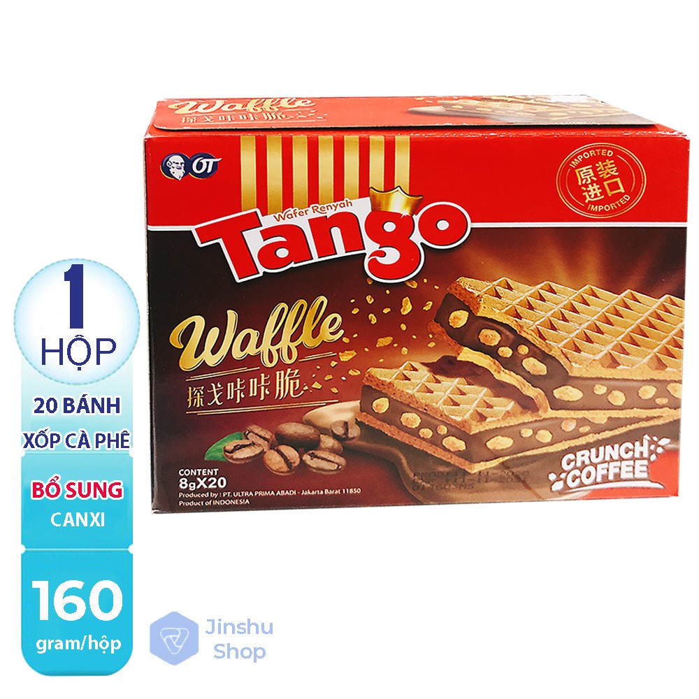 [ BÁNH NGON KHÓ CƯỠNG ] Hộp 20 cái Bánh Xốp VỊ Cà Phê Tango Waffle 160gr nhập khẩu Indonesia (Date: 12 tháng)