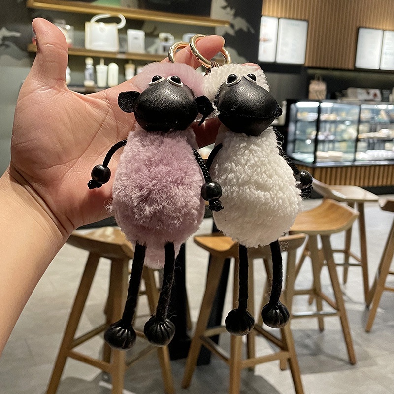 Móc khóa da PU hình cừu/ lạc đà sáng tạo dễ thương