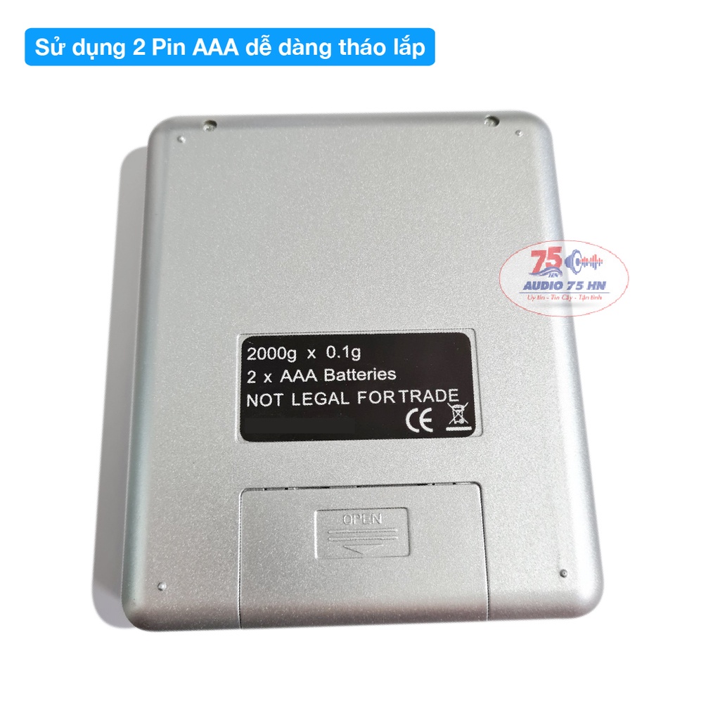 Cân Tiểu Ly Điện Tử Platform 0.5Kg và 2kg (Tặng 2 Khay Nhựa), Cân Điện Tử Mini nhà bếp Inox I2000 độ chính xác Cao
