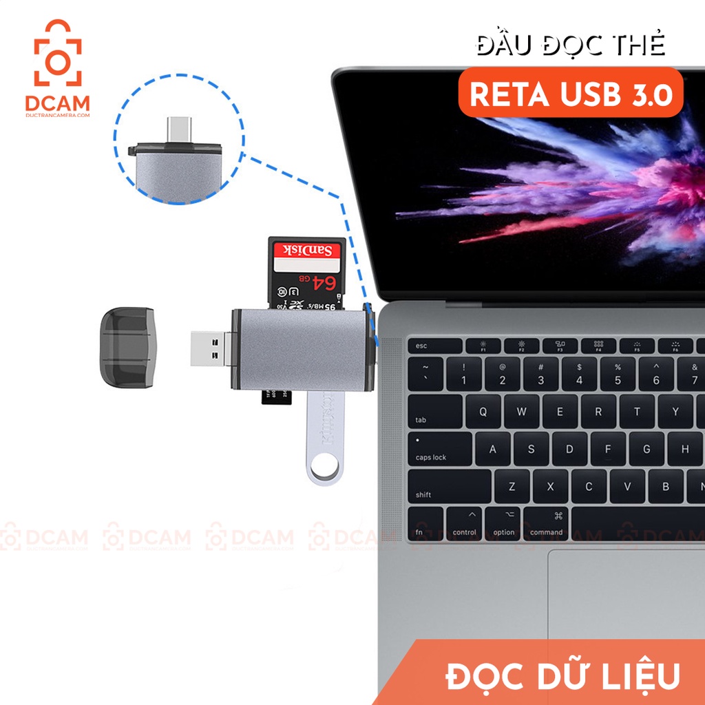 Đầu đọc thẻ nhớ đa năng tốc độ cao RETA USB 3.0 cho Điện thoại, Laptop, PC và Macbook