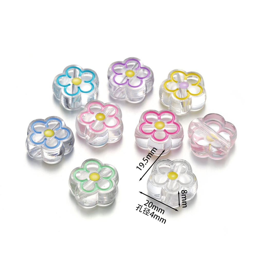 Bộ 5 hạt xỏ vòng đeo tay ST.KUNKKA bằng acrylic hình hoa / trái tim độc đáo sáng tạo