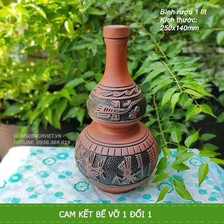 Bộ nậm đựng rượu Bát Tràng họa tiết trống đồng kèm 6 chén