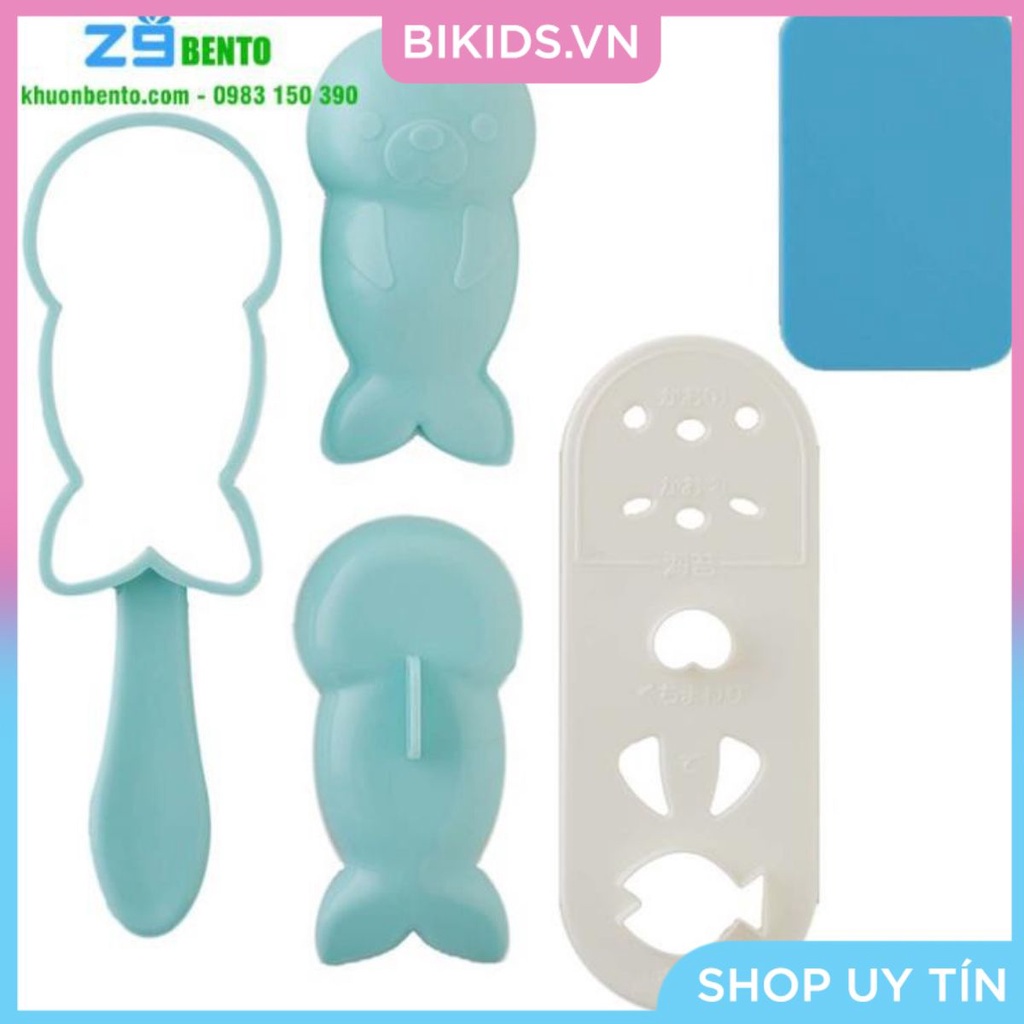Bộ dụng cụ ép cơm hải cẩu kèm tấm cắt trang trí - Cao cấp