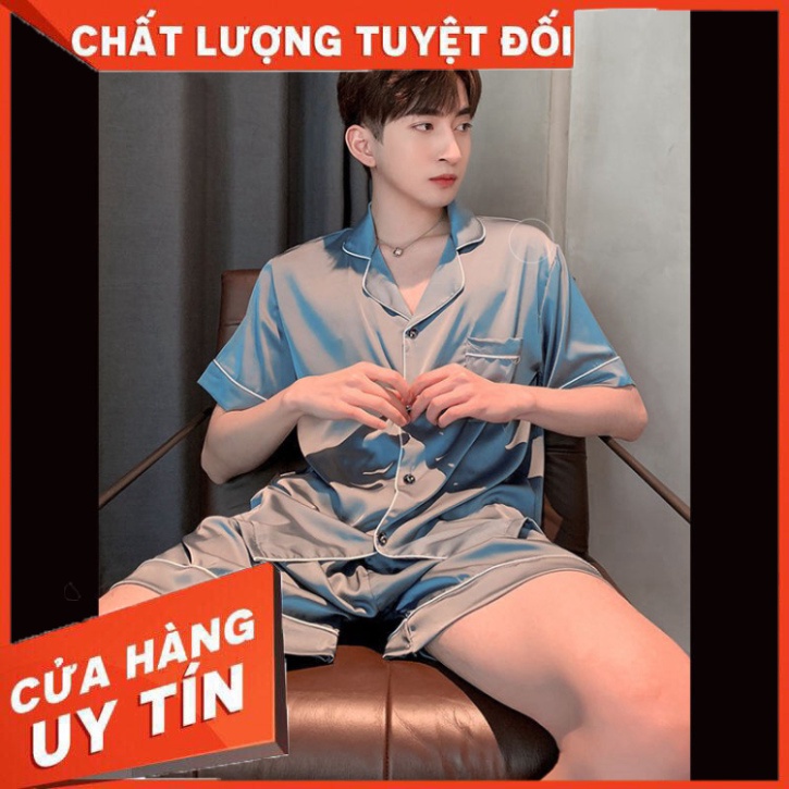 Đồ ngủ lụa băng của nam giới mùa xuân và mùa hè tự trồng trọt cho thanh niên lụa cặp đôi phong cách ở nhà - SIÊU HOT