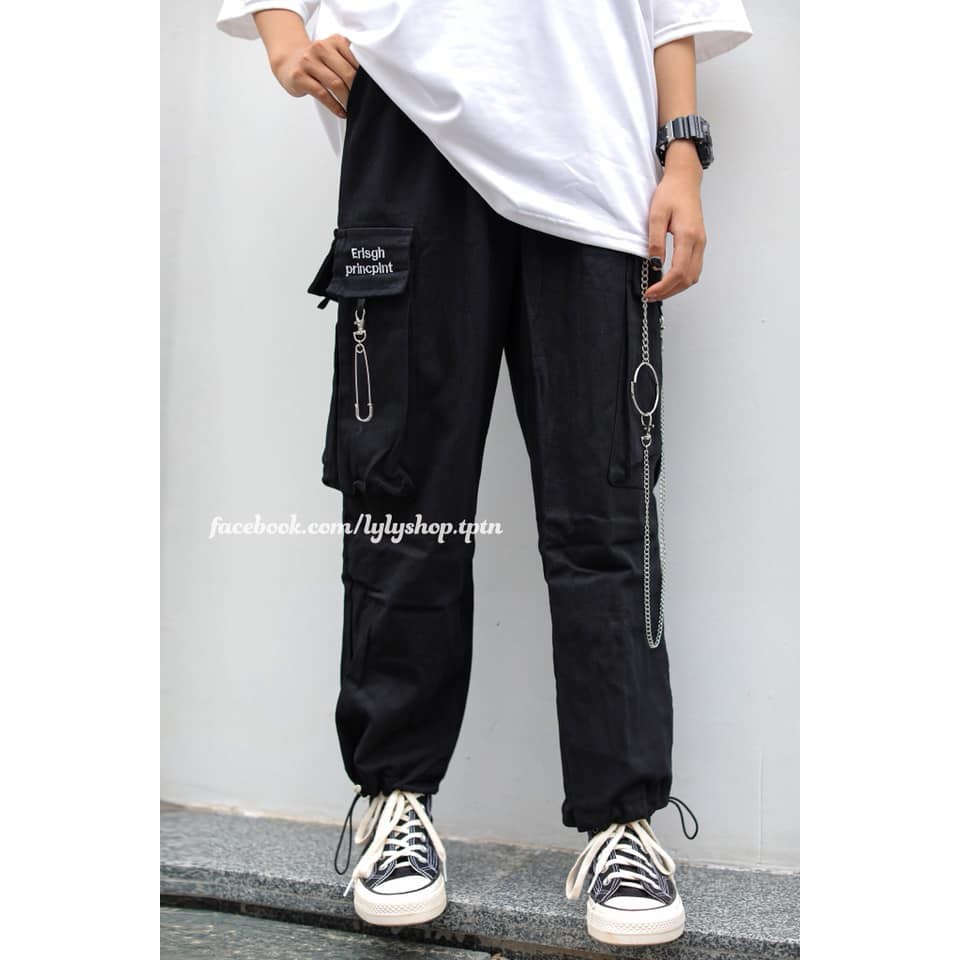 Quần jogger nam nữ ERL túi hộp kèm dây xích cá tính năng động phong cách street style thời thượng | BigBuy360 - bigbuy360.vn