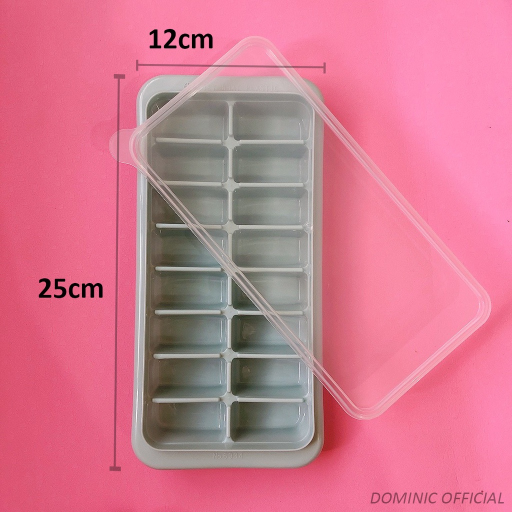 Khay Đựng Đá Tủ Lạnh Có Nắp Đậy 16 Viên Làm Thạch Hoa Quả Đa Năng Có Thể Xếp Chồng Tiện Dụng