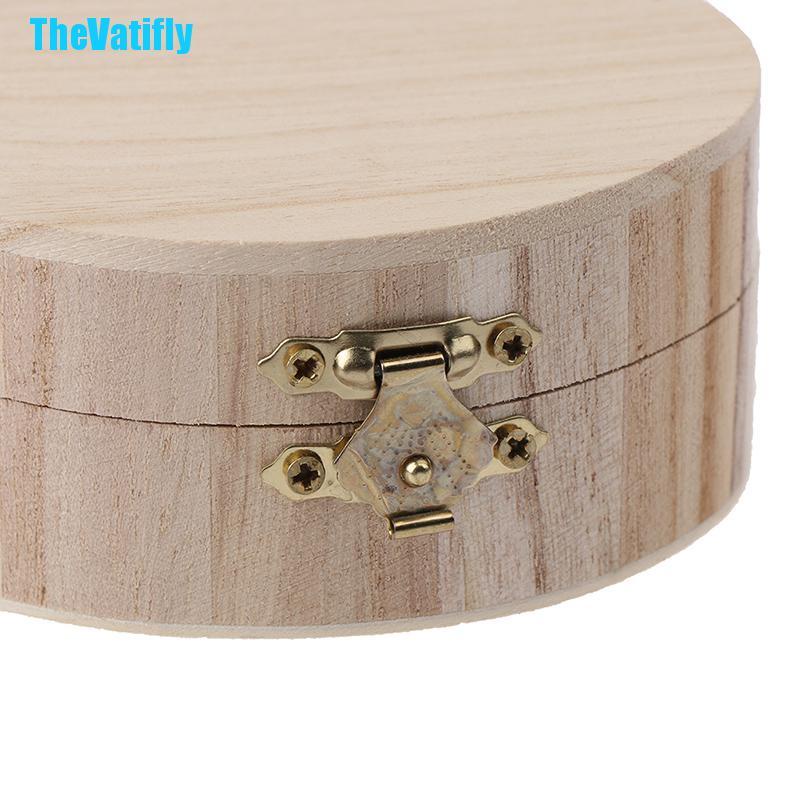 Hộp gỗ tròn đựng trang sức có nắp đậy phong cách vintage cổ điển