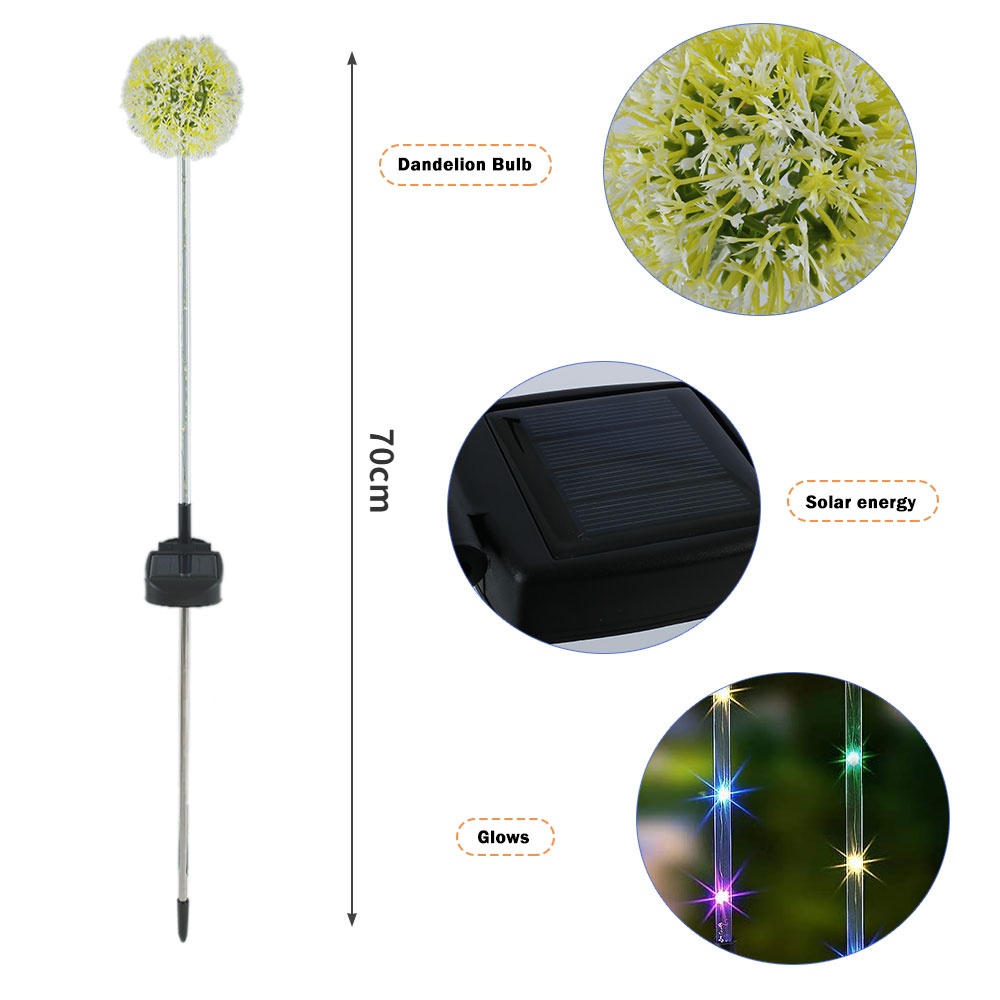 Đèn LED Năng Lượng Mặt Trời Chống Thấm Nước Hình Cầu Hoa Bồ Công Anh Trang Trí Sân Vườn