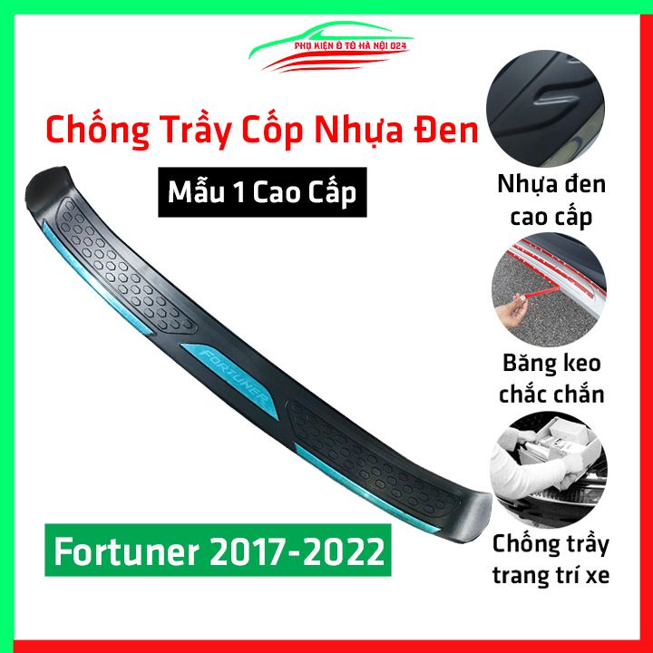 Ốp chống trầy cốp ngoài nhựa đen Fortuner 2017 2018 2019 2020 Mẫu 1 hàng loại 1 dán cốp sau chống xước trang trí xe