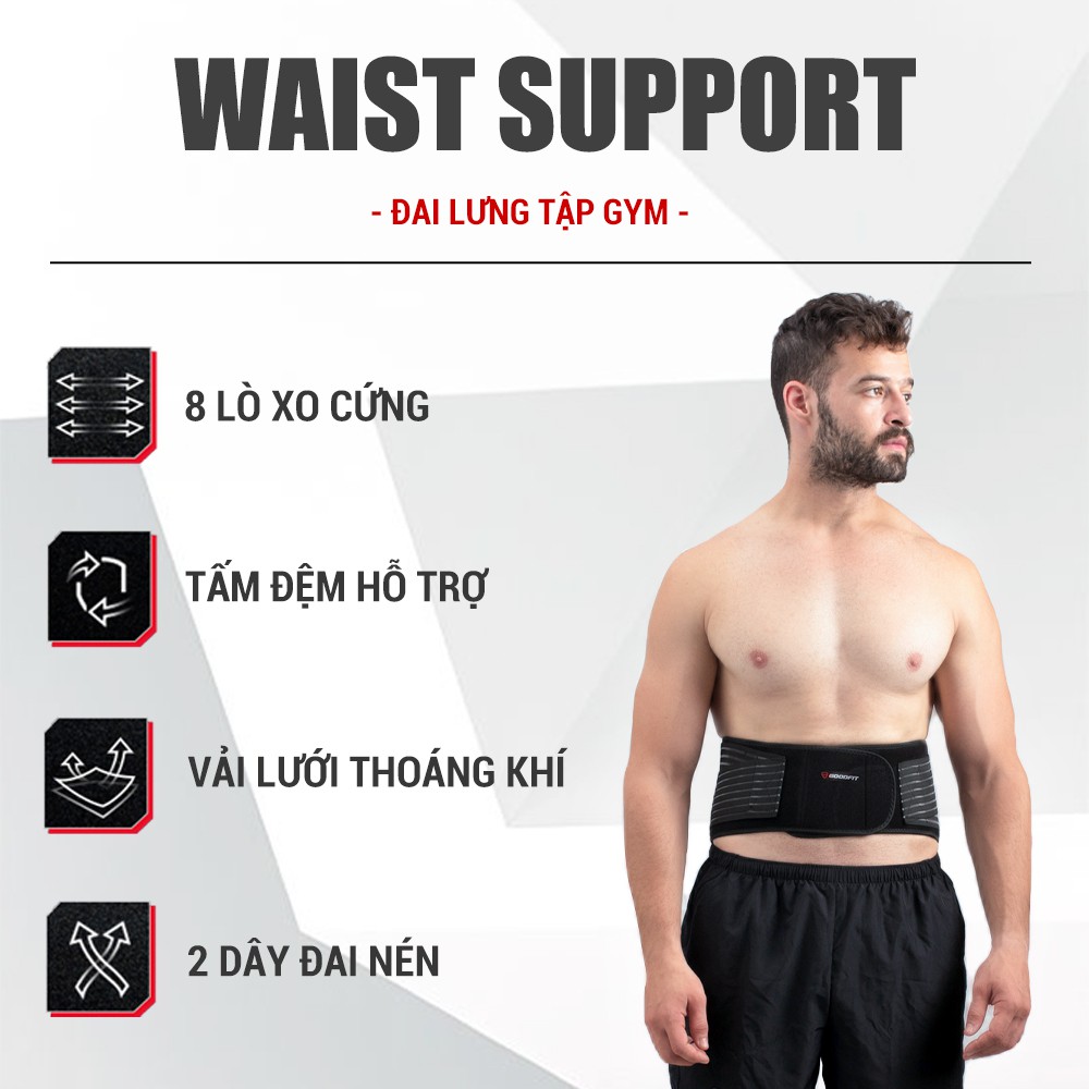 Đai lưng tập gym, bảo vệ cột sống chống đau lưng GoodFit GF722WS