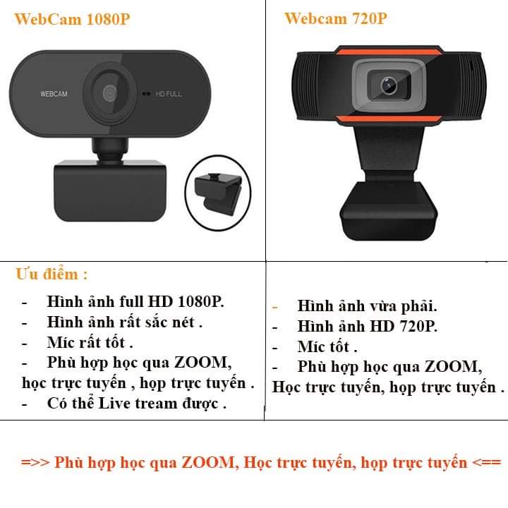 Webcam cho Máy tính , Laptop Tích Hợp Míc , Hỗ Trợ Học Trực Tuyến, Để Bàn , Họp Online qua Zoom - Bảo hành 6 Tháng