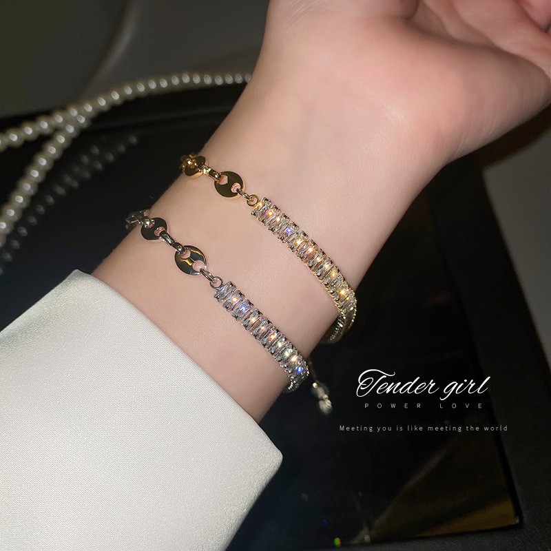 Vòng Đeo Tay Đính Đá Zircon Đơn Giản Thời Trang Hàn Quốc Cho Nữ