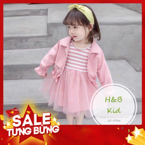 -Hàng nhập khẩu Set bộ dồ bé gái: set váy phối ren + áo khoác kaki cực xinh cho bé gái, V23 quần áo cho bé Namkidshop Li
