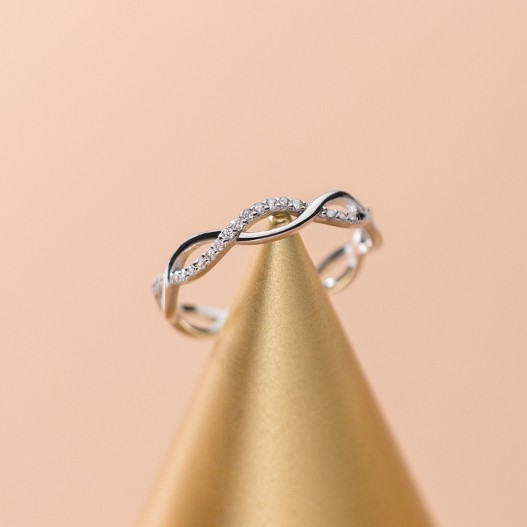Nhẫn nhẫn bạc nhẫn nữ bạc s925 khung đan bầu dục đính đá 1 bên có size Cá jewelry