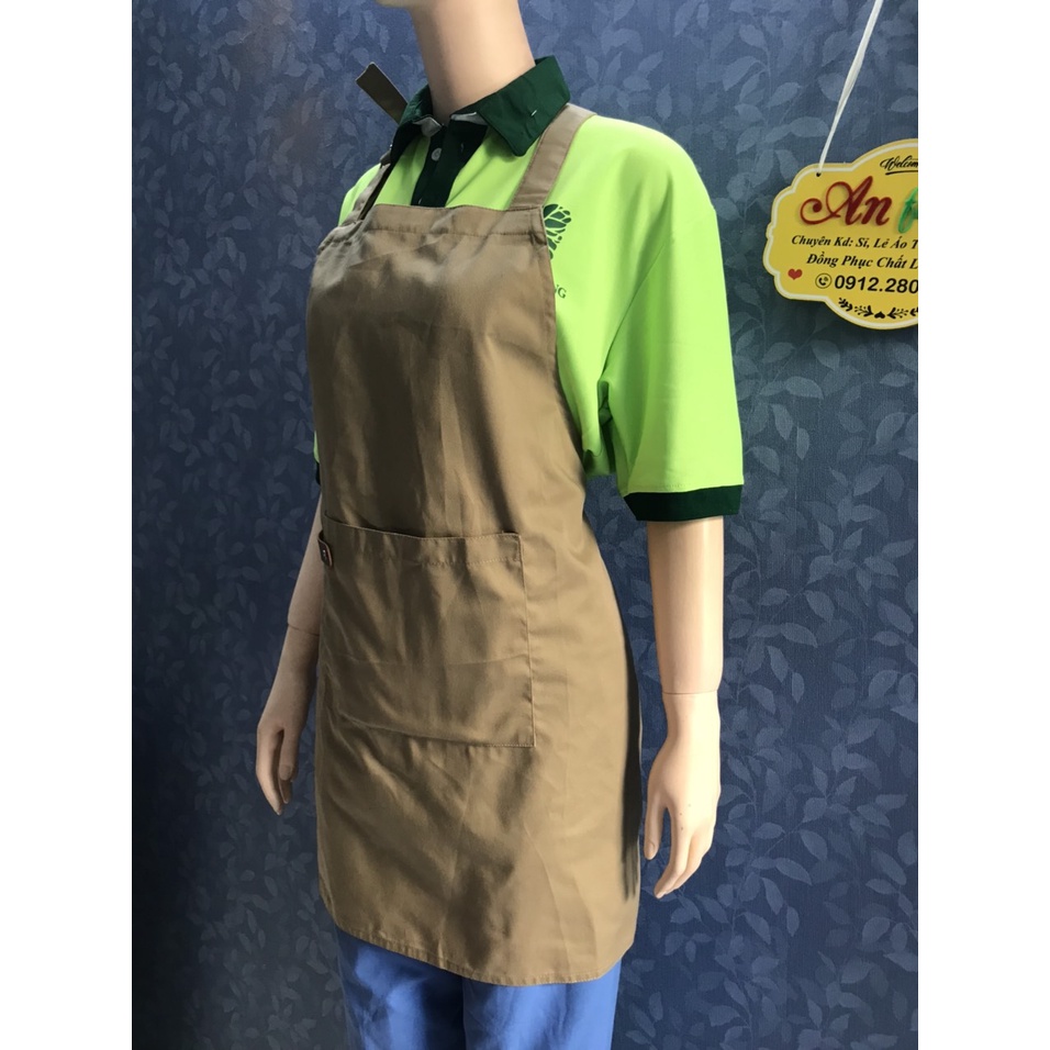 Tạp Dề Kaki Dài Màu Xám Kem Nam/Nữ Nhân Viên Phục Vụ Quán Cafe, Nhà Hàng, Gia Đình_Hình chụp thực.