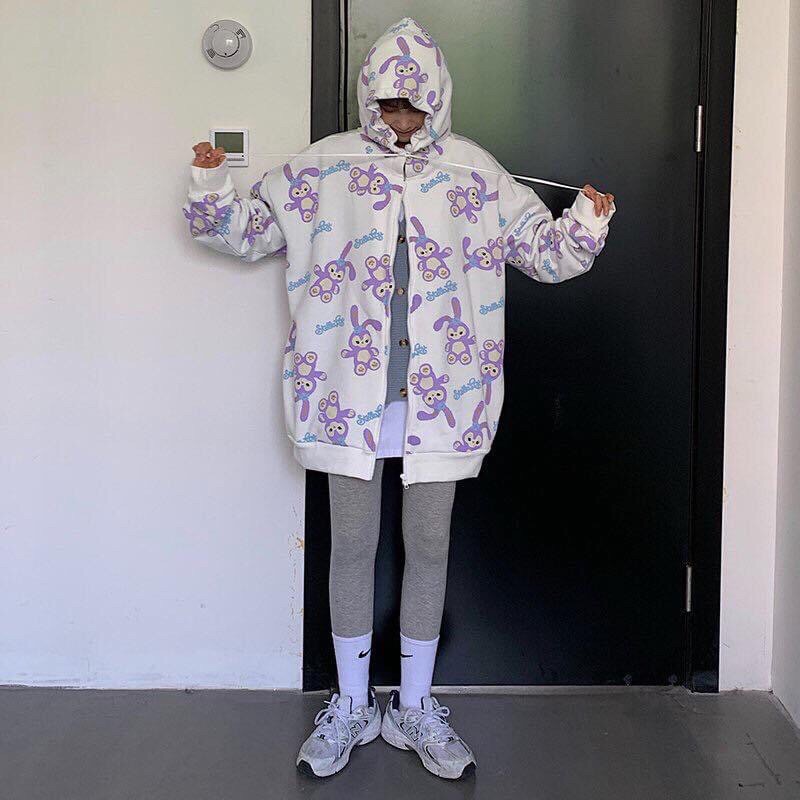 Áo Hoodie Zip Thỏ Cute Ảnh Thật 100%