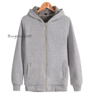 Áo khoác nỉ trơn lót lông - Xám