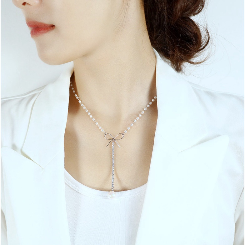 Dây Chuyền Nơ Kiểu Chữ Y Titan Ko Han Rỉ TT 3921