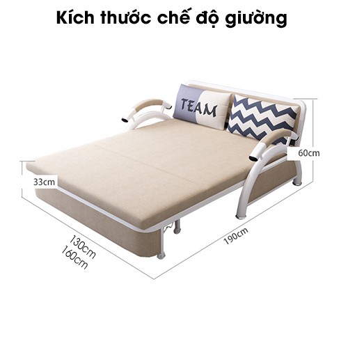 [Có video]Giường Sofa Thông Minh Giá Rẻ - Giường Gấp Thành Ghế Sofa Thông Minh Kích thước 1m6x1m9 Khung Thép