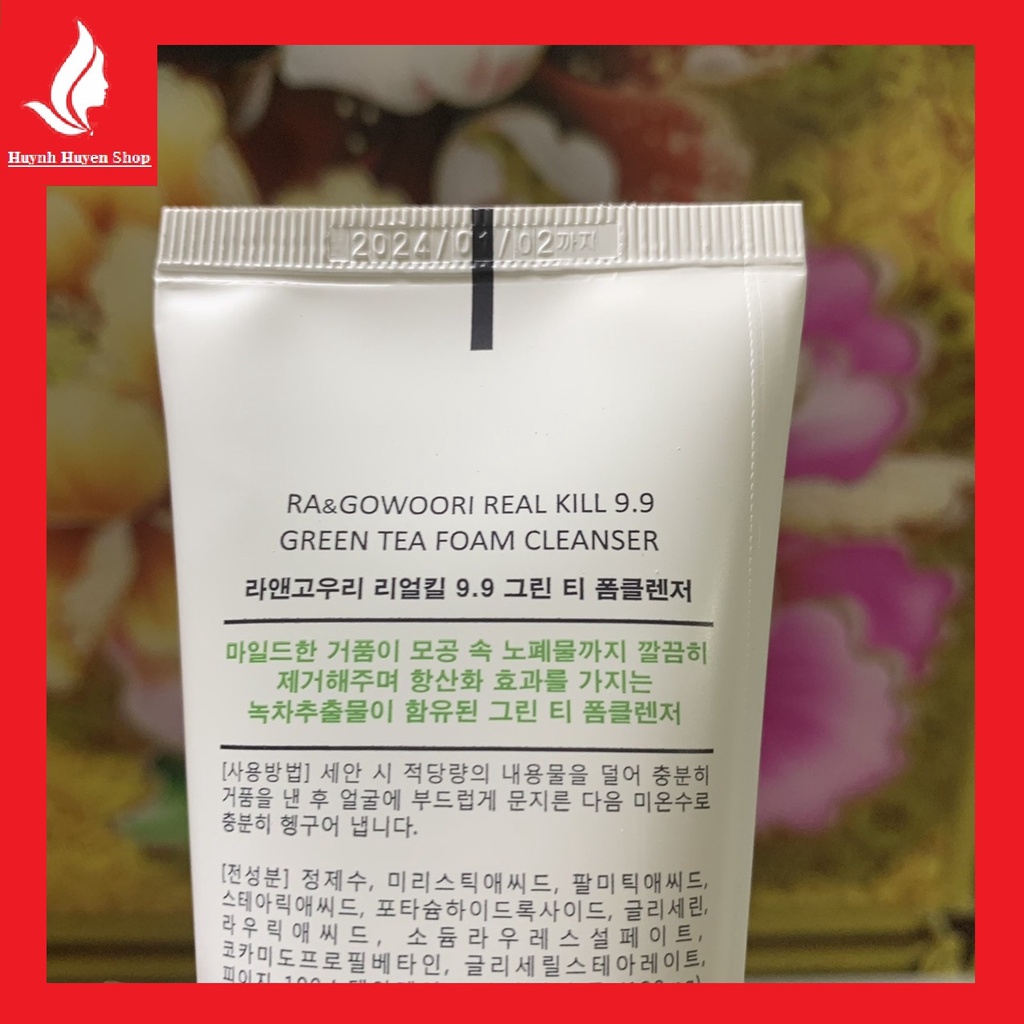 Sữa rửa mặt Ra&Gowoori trà xanh ngừa mụn,siêu trắng mịn Hàn Quốc tuýp 120ml