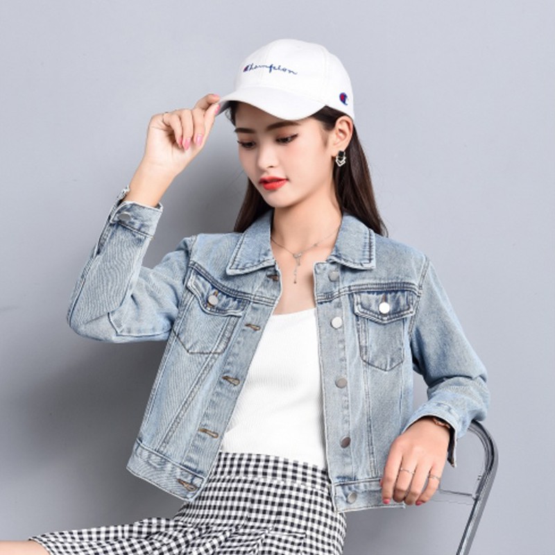 Áo Khoác Denim Dáng Ngắn Form Ôm Phong Cách Hàn Quốc 2020