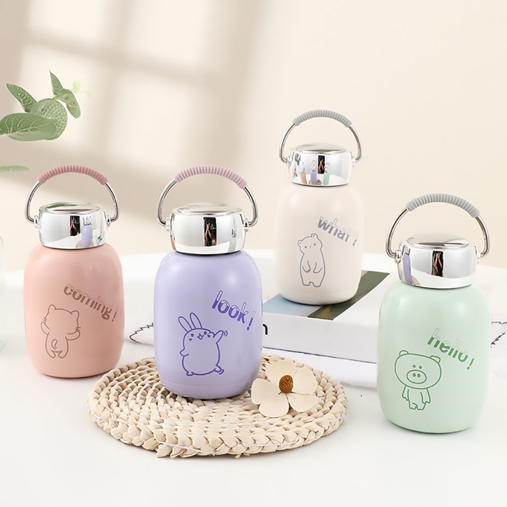 Bình nước giữ nhiệt 230ml bằng thép không gỉ họa tiết hoạt hình dễ thương