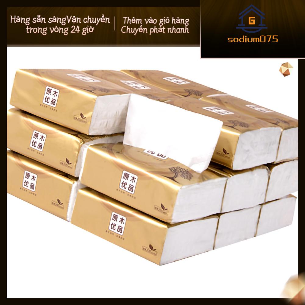 Sodium075 Khăn giấy mặt 200 Rút 4 lớp Giấy lau tay dùng một lần siêu mềm ăn cho gia đình phục hồi